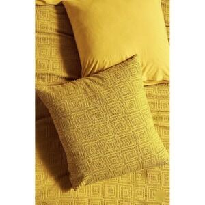 Anthropologie Euro Sham Textured Nori Yellow Ochre Cotton 1 Pillow Cover New